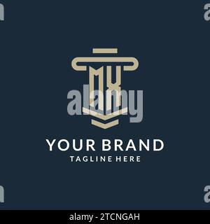 MX initial logo monogram with simple luxury pillar line vector design ideas Stock Vector