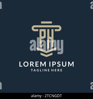 PH initial logo monogram with simple luxury pillar line vector design ideas Stock Vector