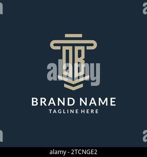 OB initial logo monogram with simple luxury pillar line vector design ideas Stock Vector
