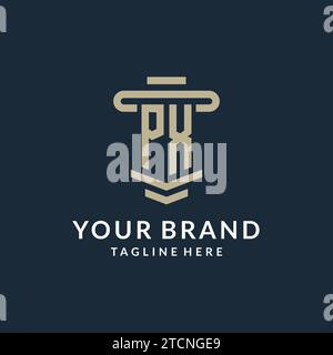 PX initial logo monogram with simple luxury pillar line vector design ideas Stock Vector