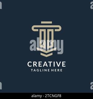 QQ initial logo monogram with simple luxury pillar line vector design ideas Stock Vector