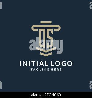 OS initial logo monogram with simple luxury pillar line vector design ideas Stock Vector