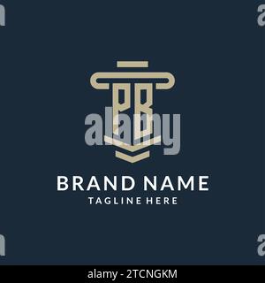PB initial logo monogram with simple luxury pillar line vector design ideas Stock Vector