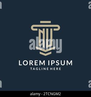 NU initial logo monogram with simple luxury pillar line vector design ideas Stock Vector