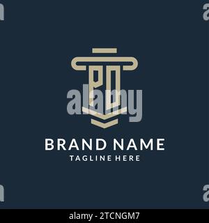 PO initial logo monogram with simple luxury pillar line vector design ideas Stock Vector
