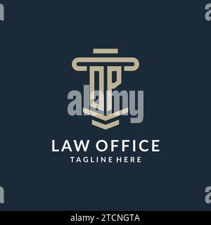 OP initial logo monogram with simple luxury pillar line vector design ideas Stock Vector