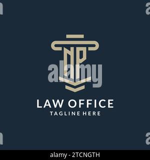 NP initial logo monogram with simple luxury pillar line vector design ideas Stock Vector