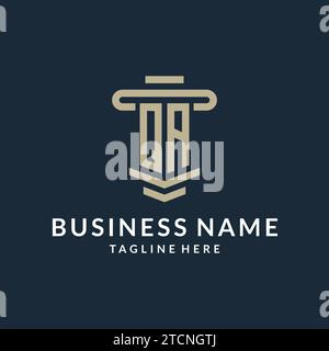 QA initial logo monogram with simple luxury pillar line vector design ideas Stock Vector