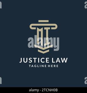MI initial logo monogram with simple luxury pillar line vector design ideas Stock Vector