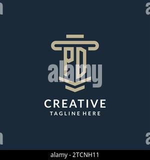 PD initial logo monogram with simple luxury pillar line vector design ideas Stock Vector
