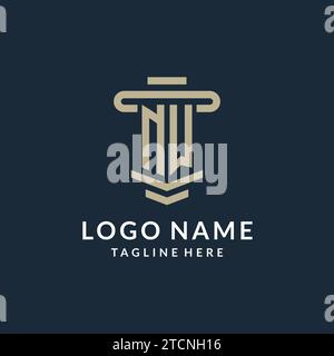 NW initial logo monogram with simple luxury pillar line vector design ideas Stock Vector