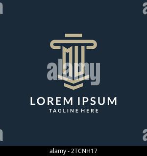 MU initial logo monogram with simple luxury pillar line vector design ideas Stock Vector