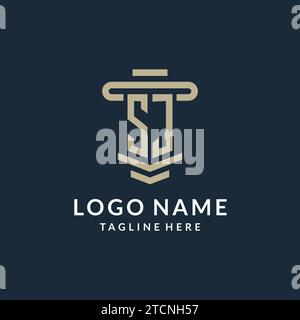 SJ initial logo monogram with simple luxury pillar line vector design ideas Stock Vector