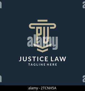 PV initial logo monogram with simple luxury pillar line vector design ideas Stock Vector