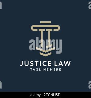 TI initial logo monogram with simple luxury pillar line vector design ideas Stock Vector