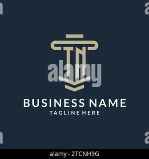 TN initial logo monogram with simple luxury pillar line vector design ideas Stock Vector