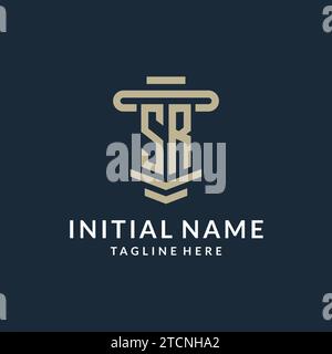 SR initial logo monogram with simple luxury pillar line vector design ideas Stock Vector