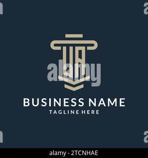 UA initial logo monogram with simple luxury pillar line vector design ideas Stock Vector