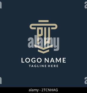 PW initial logo monogram with simple luxury pillar line vector design ideas Stock Vector