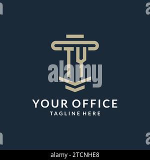 TY initial logo monogram with simple luxury pillar line vector design ideas Stock Vector