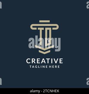 TQ initial logo monogram with simple luxury pillar line vector design ideas Stock Vector
