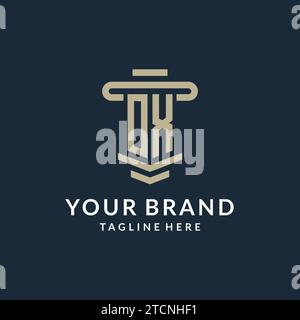 OX initial logo monogram with simple luxury pillar line vector design ideas Stock Vector