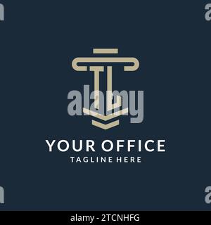 TL initial logo monogram with simple luxury pillar line vector design ideas Stock Vector