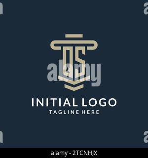 QS initial logo monogram with simple luxury pillar line vector design ideas Stock Vector
