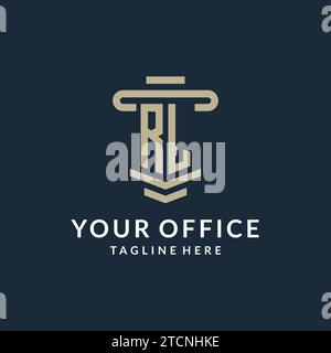 RL initial logo monogram with simple luxury pillar line vector design ideas Stock Vector