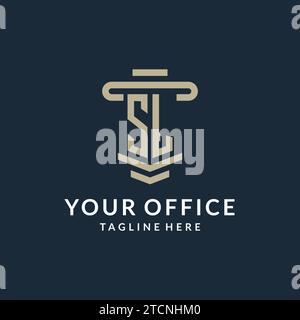 SL initial logo monogram with simple luxury pillar line vector design ideas Stock Vector