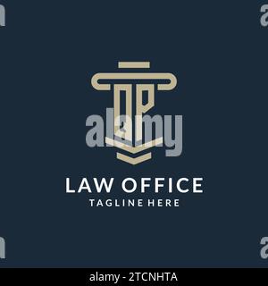 QP initial logo monogram with simple luxury pillar line vector design ideas Stock Vector