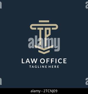 TP initial logo monogram with simple luxury pillar line vector design ideas Stock Vector