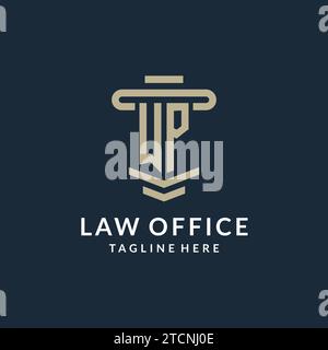 WP initial logo monogram with simple luxury pillar line vector design ideas Stock Vector