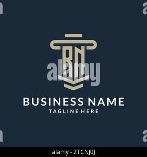 RN initial logo monogram with simple luxury pillar line vector design ideas Stock Vector