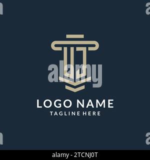 UJ initial logo monogram with simple luxury pillar line vector design ideas Stock Vector
