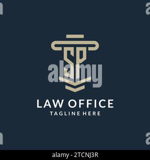SP initial logo monogram with simple luxury pillar line vector design ideas Stock Vector