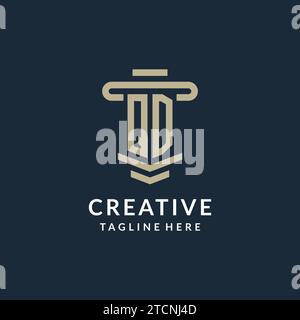 QD initial logo monogram with simple luxury pillar line vector design ideas Stock Vector
