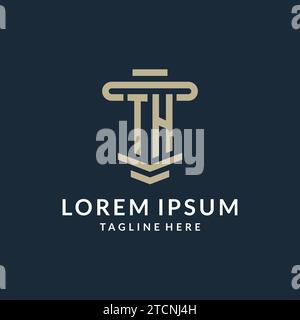 TH initial logo monogram with simple luxury pillar line vector design ideas Stock Vector