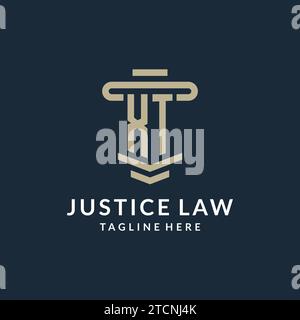 XT initial logo monogram with simple luxury pillar line vector design ideas Stock Vector