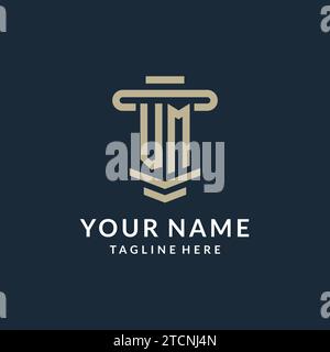 VM initial logo monogram with simple luxury pillar line vector design ideas Stock Vector