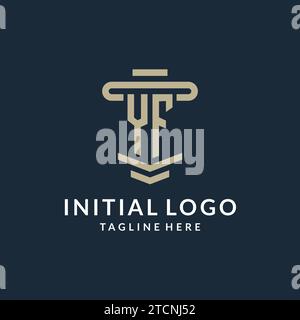 YF initial logo monogram with simple luxury pillar line vector design ideas Stock Vector