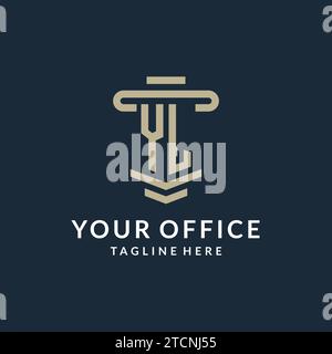 YL initial logo monogram with simple luxury pillar line vector design ideas Stock Vector