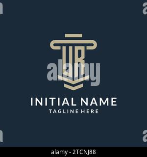 UR initial logo monogram with simple luxury pillar line vector design ideas Stock Vector
