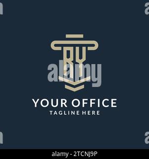 RY initial logo monogram with simple luxury pillar line vector design ideas Stock Vector