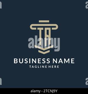 TA initial logo monogram with simple luxury pillar line vector design ideas Stock Vector