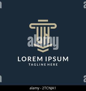 VH initial logo monogram with simple luxury pillar line vector design ideas Stock Vector