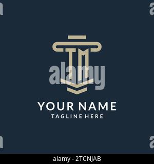TM initial logo monogram with simple luxury pillar line vector design ideas Stock Vector