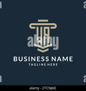 WA initial logo monogram with simple luxury pillar line vector design ideas Stock Vector