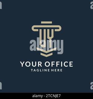 VY initial logo monogram with simple luxury pillar line vector design ideas Stock Vector