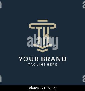 TK initial logo monogram with simple luxury pillar line vector design ideas Stock Vector